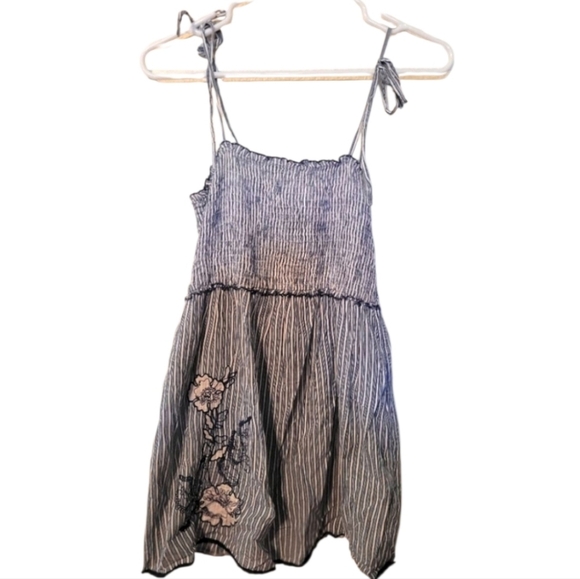 Vintage Motherhood Maternity Blue Striped Floral Camisole Blouse Size Medium - Picture 1 of 9